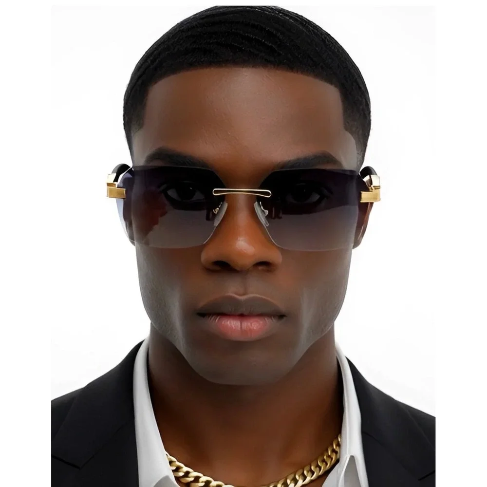 Designer Style Men Sunglasses Gold Festival Classic New Gradient Grey Lens UV400